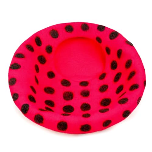 Premium Felt Cat Cave Bed (Red Polka)