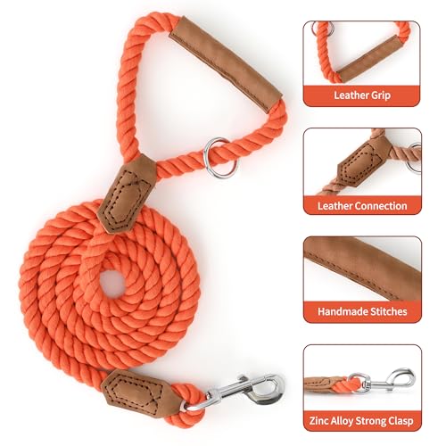 Dog Leash Braided Cotton Rope w (Orangeade / 60 Inch-1/2")