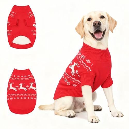 Christmas Dog Sweaters for Small Medium Large Dogs Classic Turtleneck Holiday Xmas Pet Clothes Cozy Stretchy Sweater for Chihuahua (Christmas Reindeer(Order One Size Up) / X-Large)