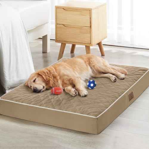 Orthopedic XXL Dog Beds for Large Senior Dog Bed Comfy Sleeping (brown / 47"L x 29"W x 3.5"Th)