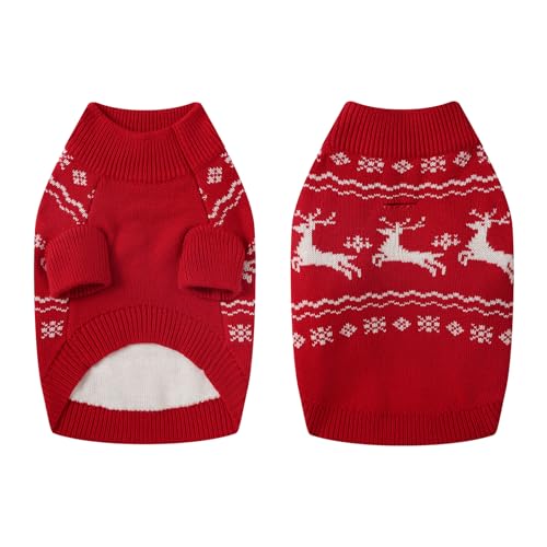 Christmas Dog Sweaters for Small Medium Large Dogs Classic Turtleneck Holiday Xmas Pet Clothes Cozy Stretchy Sweater for Chihuahua (Christmas Reindeer(Order One Size Up) / X-Large)