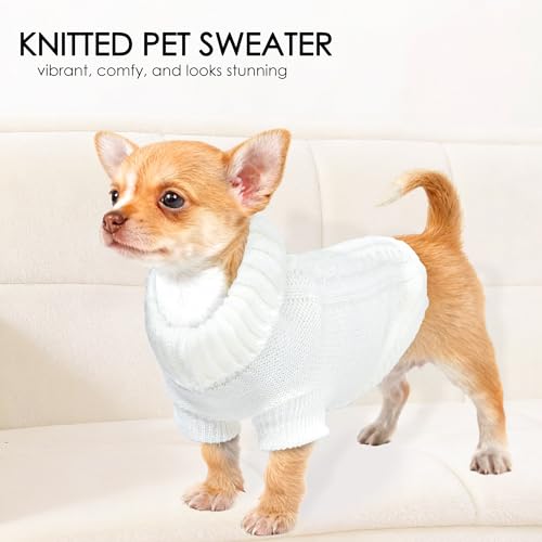 2 Pack Dog Sweaters for Small Dogs (Large / Blue-White)