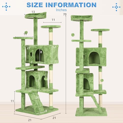 70" Cat Tree Tower (Green)