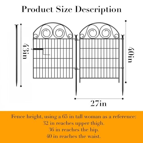 Tall Garden Animal Barrier Fencing with Gate (40''(H)-20panels-43.7ft(L))