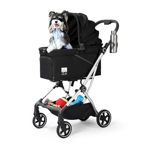 Beberoad Dog T4 Max Stroller for Small Medium Pets Elevated Viewing (T4 Max Black)