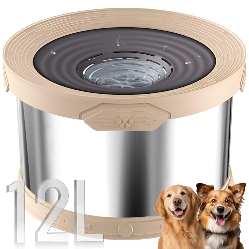 12L Dog Water Bowl No Spill Stainless Steel for Slow Drinking Beige (12L / Beige)