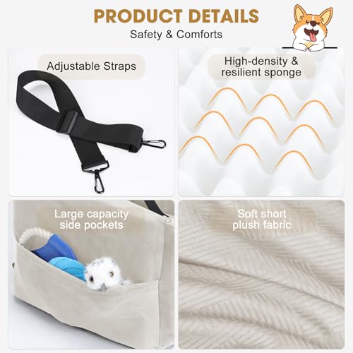 Dog Car Seats for Small Medium Dogs Under 35lbs (Beige / Small/Medium)