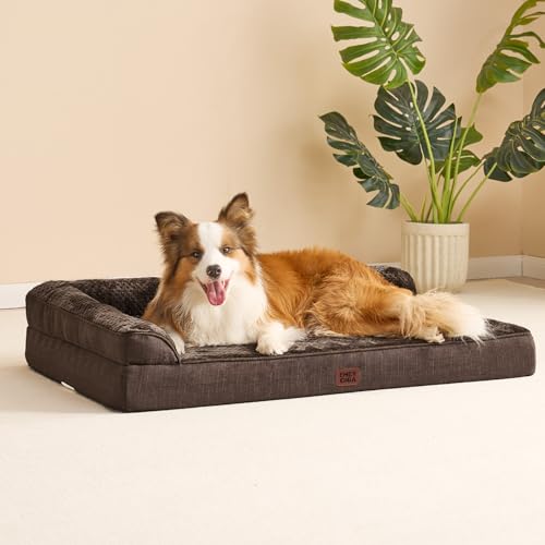 Memory Foam Dog Bed Large Size Dogs (Brown / 36.0"L x 27.0"W x 6"Th)