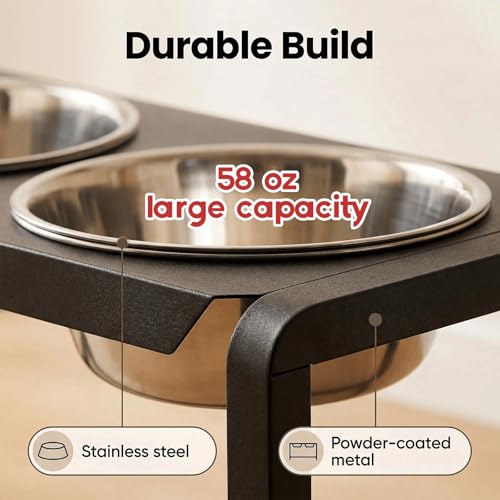 Metal Elevated Dog Bowls (10" | M/L Dogs | 2×58oz Bowls)