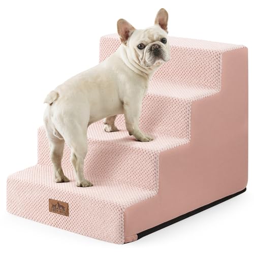 Dog Stairs for Small Dogs (Pink / 17.7x23.6x17.7 inch)