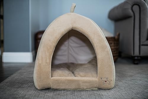Cat Bed for Indoor Cat (Tan / 19" x 19" x H:19")