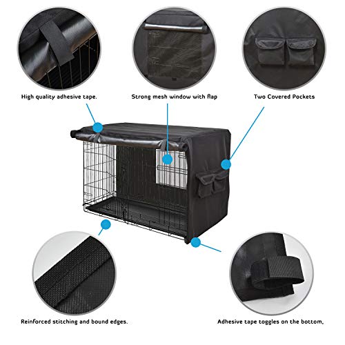 Dog Crate Cover 42 Inch Dog Kennel Cover for Large Dog (43.0"L x 29.0"W x 30.0"H / Black)
