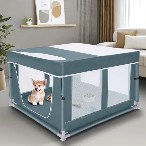 Dog Kitten Playpen with Cover (Green)