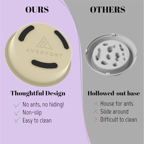 Slow Feeder Dog Bowls for Large Breeds Fits Raised Feeding Station (Slow Feeder Stone Beige / 2.5 Cup - Fit 7.5-7.7'' Feeder Holes)