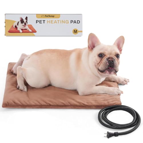 Pet Heating Pad for Cats Dogs Indoor & Sheltered Outdoor Waterproof Heated Cat Bed Heated Dog Bed Chew Resistant Cord Constant Temperature Electric Warming (Brown / Medium: 20" x 16" x 1.3")