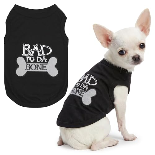 Dog Shirt 100% Cotton Shirts for Small Dogs (Extra Extra Small / Bad to da Bone)
