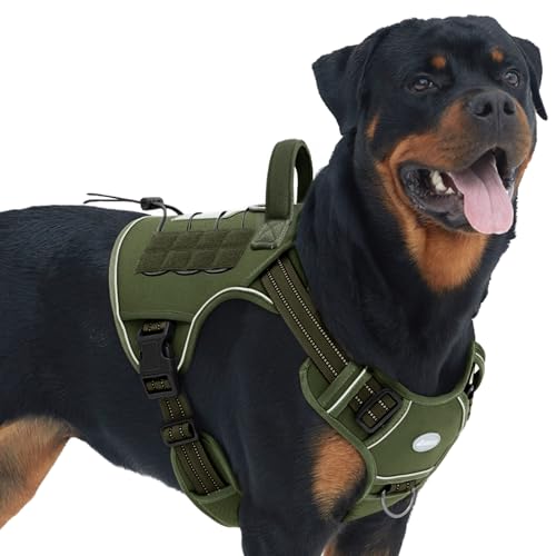 Dog Harness for Large Dogs (Green - Deep Enrich / L(Neck:18-29",Chest:24-37"),45-80 lbs)