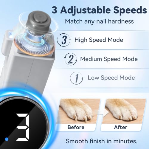 2-in-1 Quiet Electric Pet Nail Clipper & Grinder with Light for Dogs Cats (Gray) (Gray)
