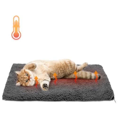 Self Warming Cat Bed (19.7"L x 15.7"W x 1.0"Th / Dark grey&amp;Black)