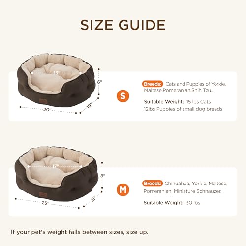 Small Dog Bed Washable (25"L x 21"W x 8"Th / Brown-warming)