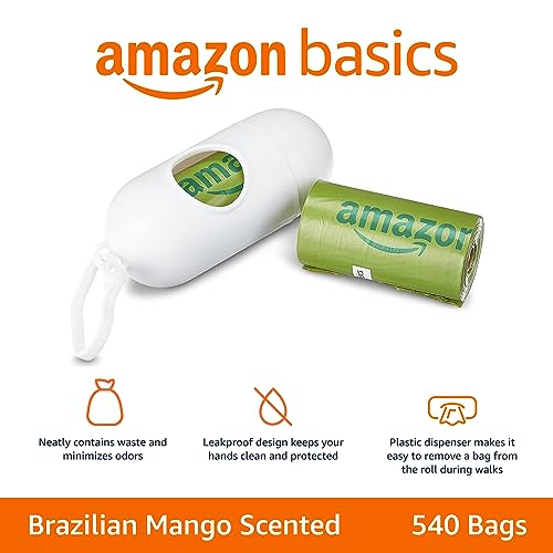 Premium Leak Proof Dog Poop Bags with Dispenser and Leash Clip (540 Bags)