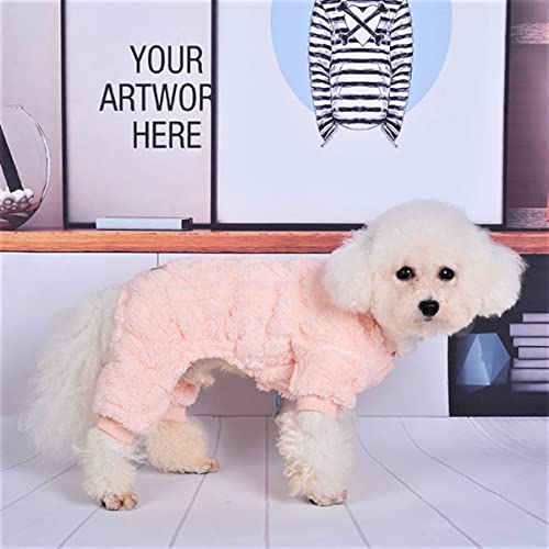 Plush Dog Pajamas for Cold Weather 4 Legged Clothes for Dog Cat Stretchy Puppy Kitten Onesie with Buttons Warm Soft Pet Jumpsuit Winter Coat Pink Large (Large / APink)