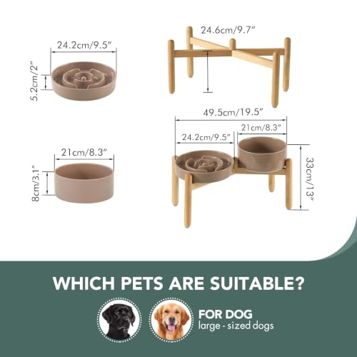 Elevated Slow Feeder Dog Bowls (Brown Coffee)