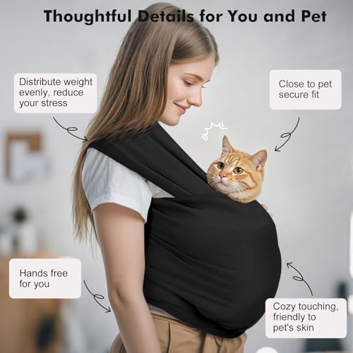 Pet Sling Carrier for Small Dogs and Cats (A-Black)