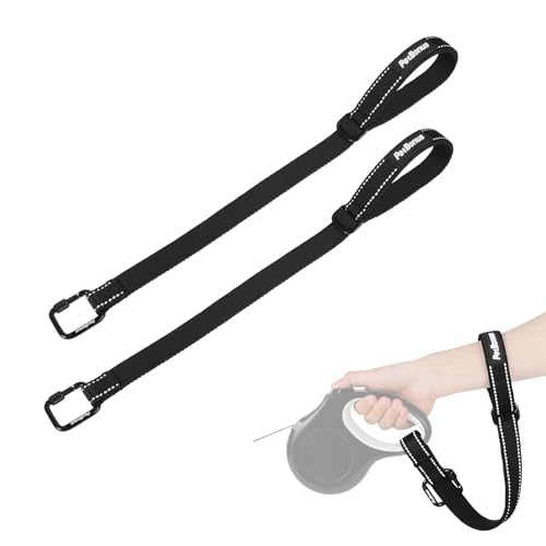 Dog Leash Wrist Strap (Black, Black / 2 Packs)