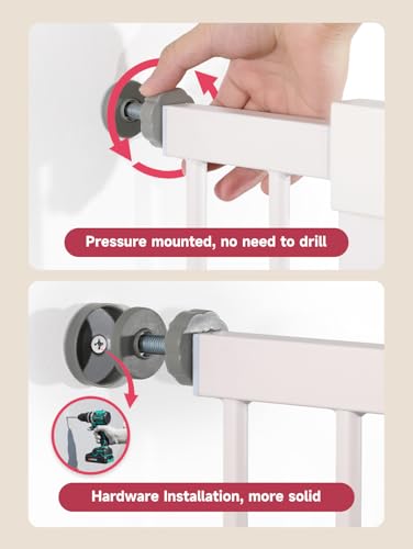 29.5 40.5" Baby Gate for Stairs (White / 29.5-40.5"W x 30"H)