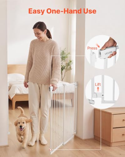 Pet Gate for Stairs (White / 31-48" Wide x 30" Tall)