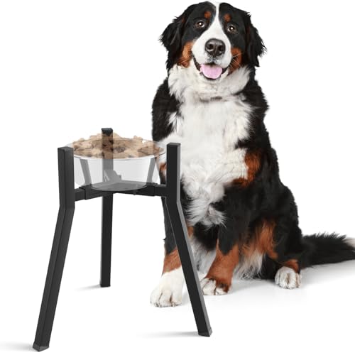 Raised Dog Bowl Stand (Black-FX / Height: 16.9", Width: 8.3-12.6")