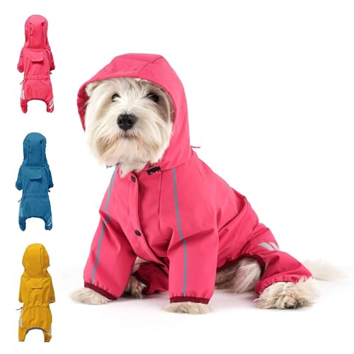 Dog Raincoat Waterproof Dog Rain Jacket with Hood (Pink / X-Small)