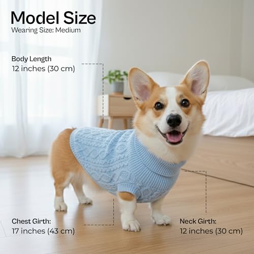 Dog Sweaters Pull Over (Medium / Cable Knit Blue)