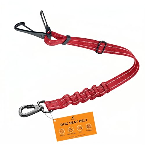 Dog Seat Belt for Car (Red / 21.6"-32")