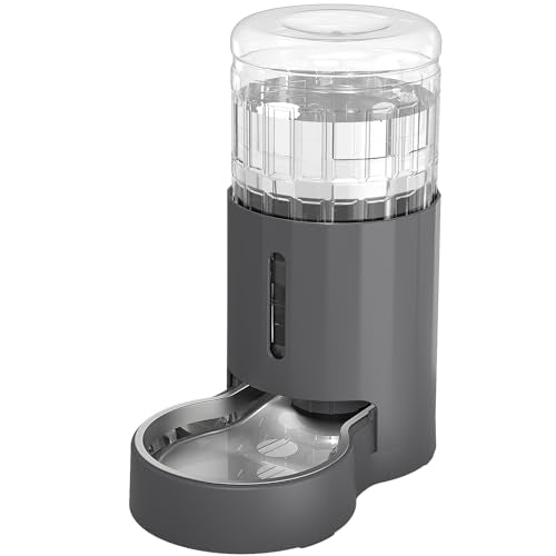 Cat Water Dispenser and Stainless Steel Bowl (Grey / 4L Base)