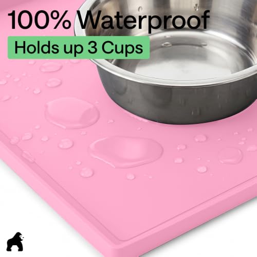 Waterproof Dog Food Mat (Pink / 12" x 8")