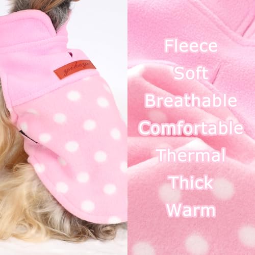 Pink Polka Dot Print Dog Sweater Dog Sweaters for Small Dogs Girl Boy Fleece Puppy Sweater Warm Soft Pet Holiday Clothes for Small Cats and Dogs Chihuahua Sweaters (Pink Polka Dot / X-Small (Chest 13in ))