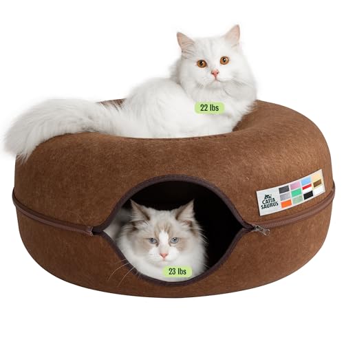 Peekaboo Cat Cave Donut for Multiple & Large Cats up to 30 (Brown / Large)