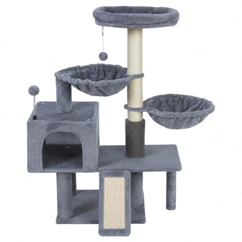 Cat Tree with Cat Condo and Two Hammocks (Small / grey2)
