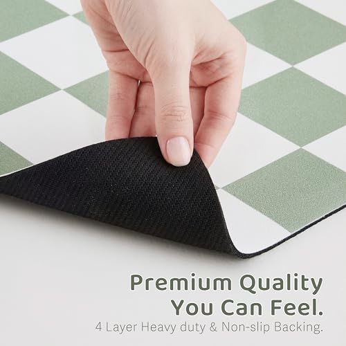 Checkered Dog Feeding Mat (24"L x 16"W / Sage)