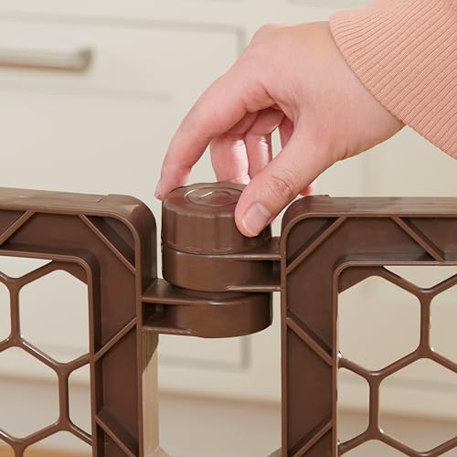 Safety 192" Plastic Super Wide Baby Gate & Play Yard with Door (Brown w/ Door)