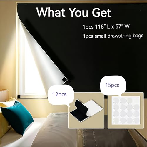 100% Blackout Window Cover (Black / 57"W x 118"H)