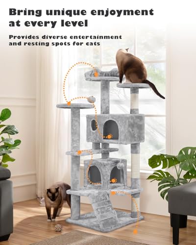 54in Cat Tree Tower (Light Gray / 54in)
