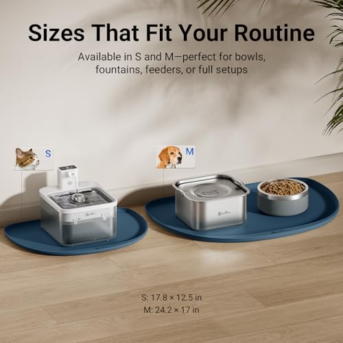 Dog Food Mat Silicone Waterproof Feeding Mat (24"L x 17"W / Ocean)