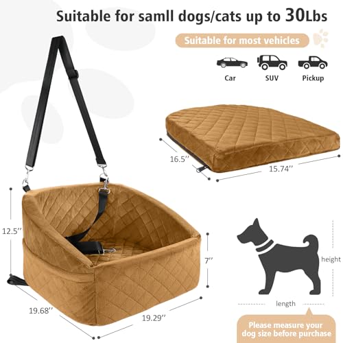 Dog Car Seat for Small Medium Dogs (Brown)