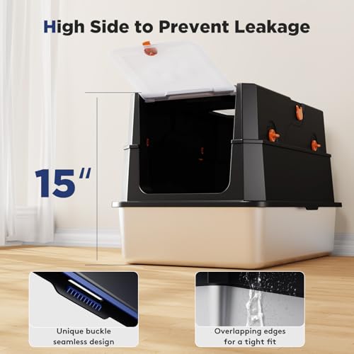Stainless Steel Litter Box with Lid (X-large / Black)