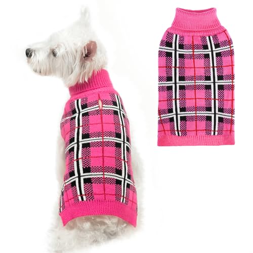 Dog Sweaters for Large Medium Small Dogs (S/M - Chest 19", Back 14" / Fuschia)