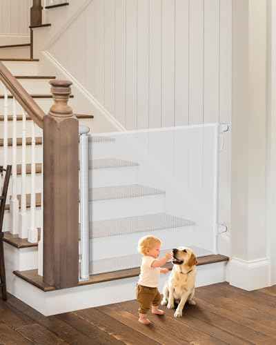Extra Wide Retractable Baby Gate 71" Wide Fits Large Opening White (White / 34" Tall x 71" Wide)