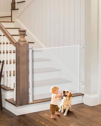 Retractable Baby Gates (White / 34" Tall x 55" Wide)